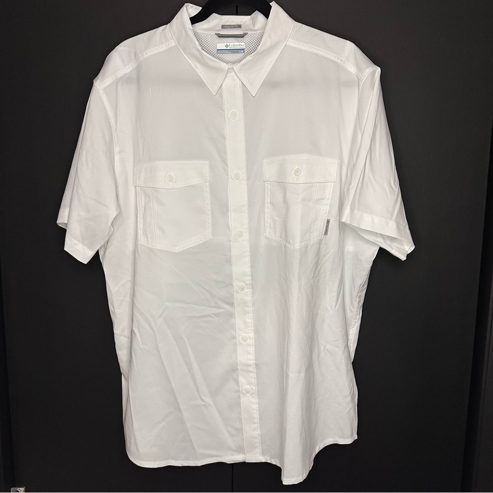 Columbia White Collared Tech Shirt